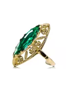 14K Жовте золото Смарагд Каблучка Вінтаж вироби vrc005y